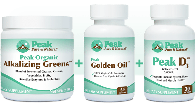 Peak Organic Alkalizing Greens™ with Peak Golden Oil™ and Peak D3™