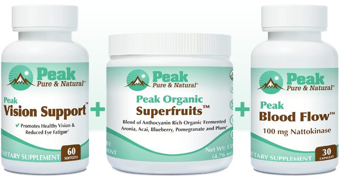 Peak Vision Support™ with Peak Organic Superfruits™ and Peak Blood Flow™