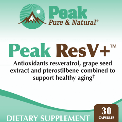 Peak ResV+™ ✔ Antioxidants resveratrol, grape seed extract and pterostilbene combined to support healthy aging† DIETARY SUPPLEMENT 30 Capsules