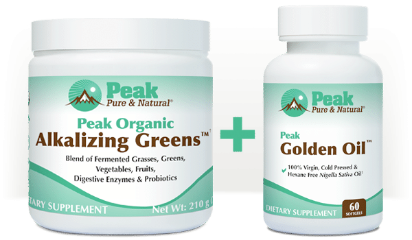 Peak Organic Alkalizing Greens™ pairs well with Peak Golden Oil™