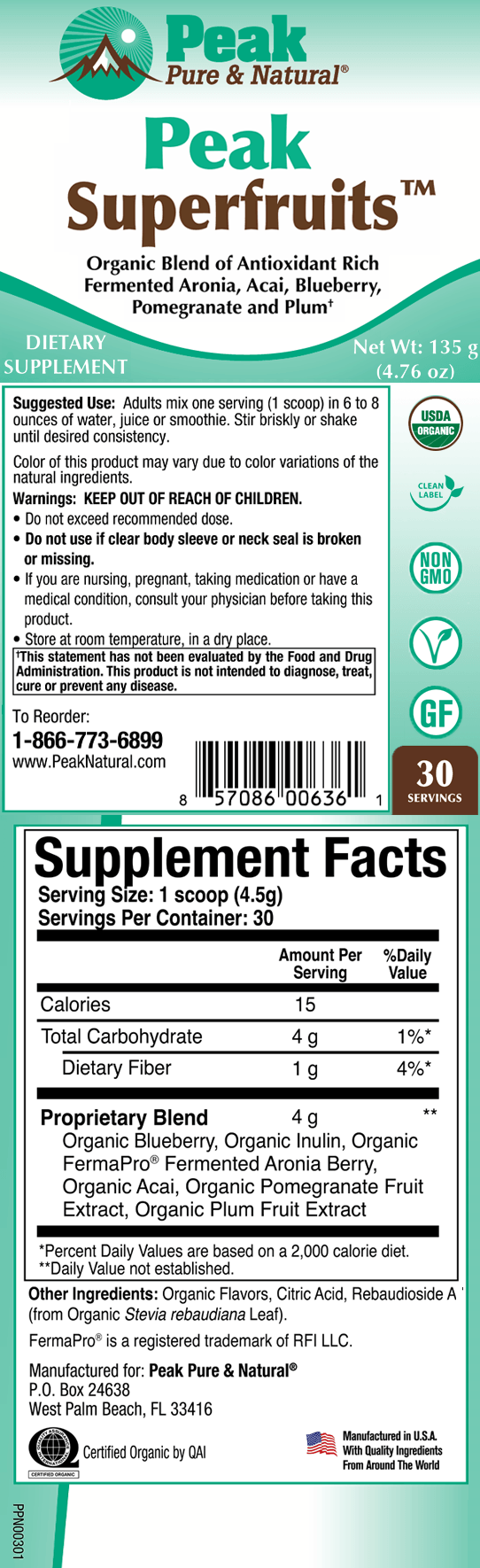 Peak Superfruits™ Label